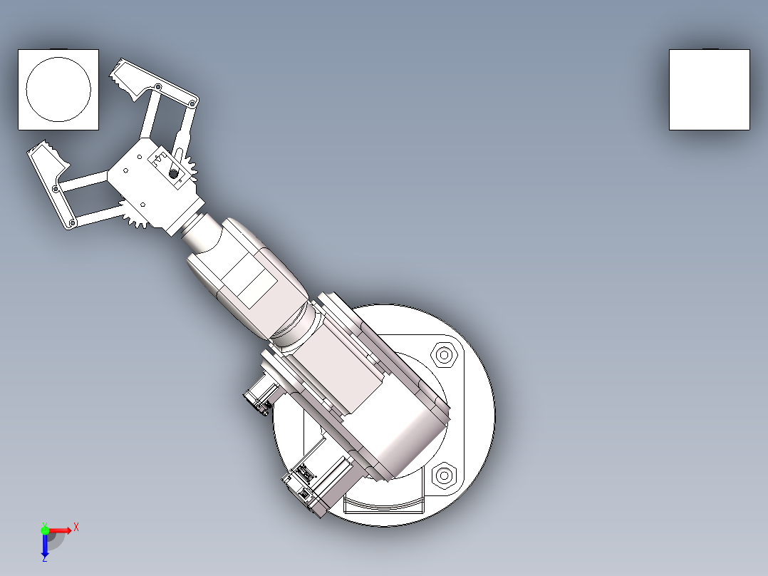 三轴旋转机械臂俯视图