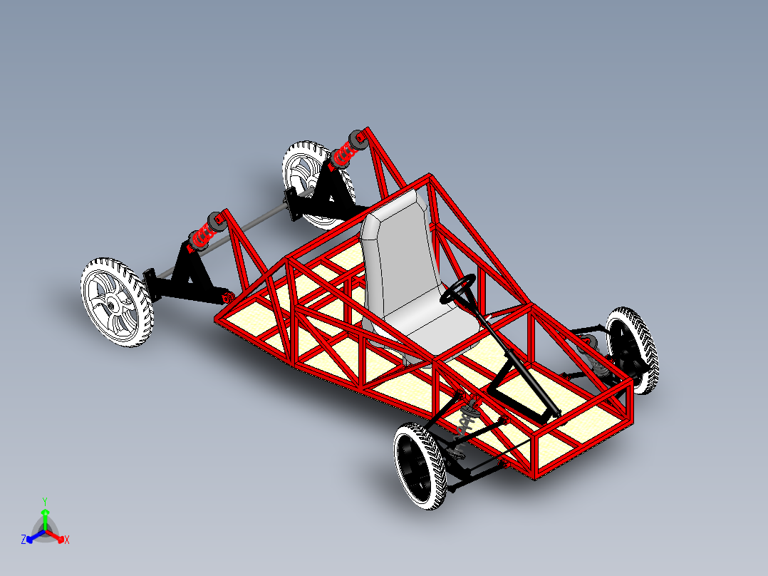 平行个人驱动混合车正等轴测图