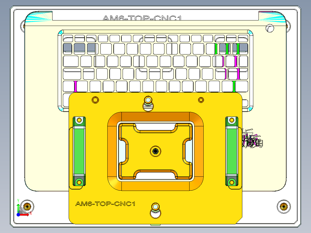 笔记本CNC工装夹具三维模型前视图
