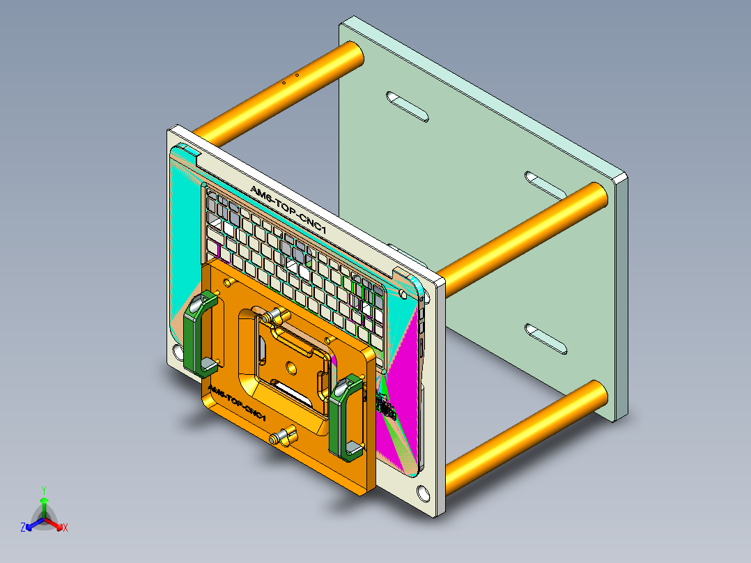 笔记本CNC工装夹具三维模型正等轴测图