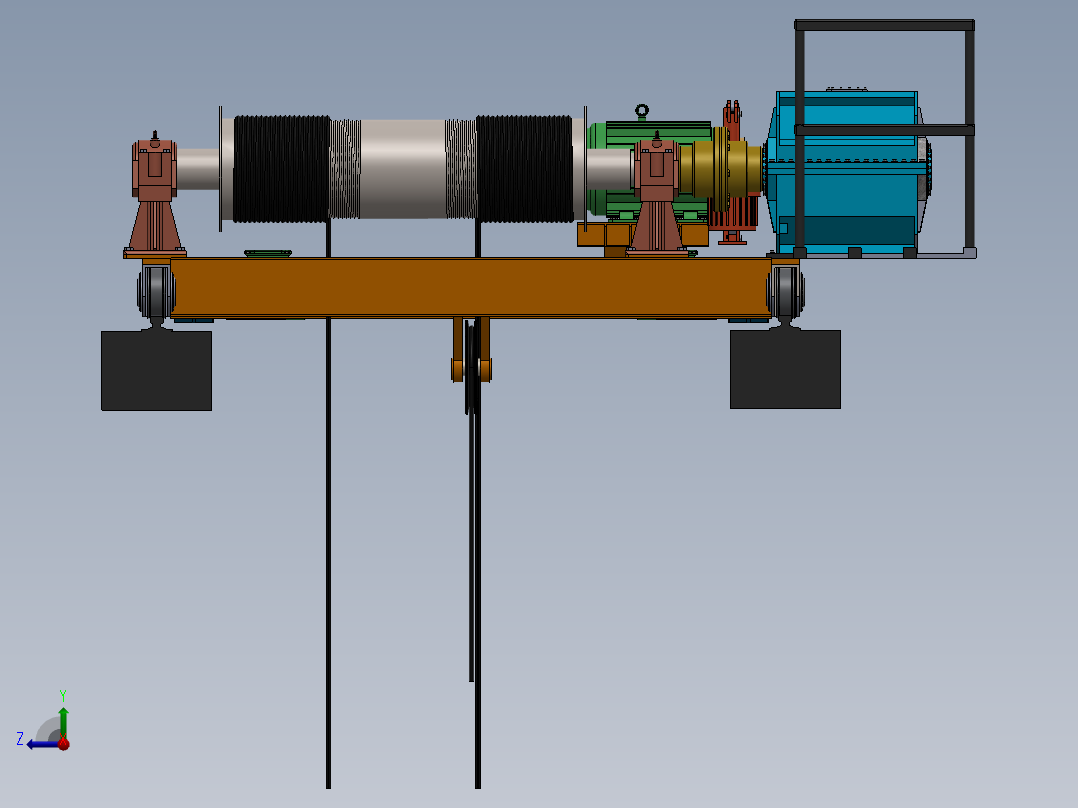 车间起重机天车sw23可编辑右视图