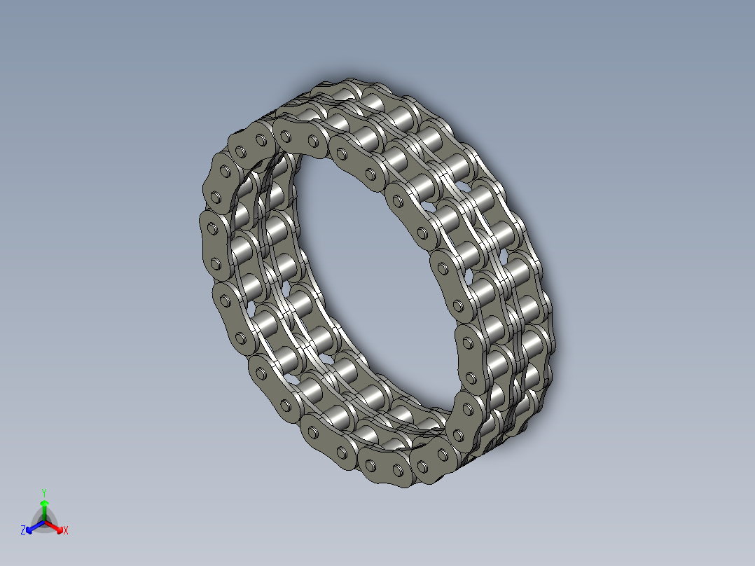 双排链条12A-28节正等轴测图