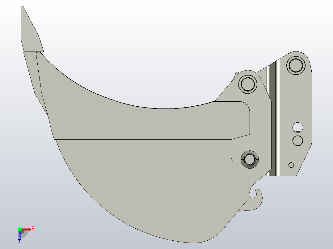 挖掘机用快卸铲斗俯视图