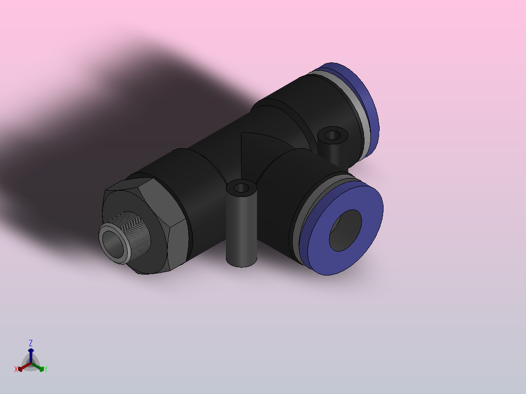 PD螺纹侧三通[PD06-M6]主视图