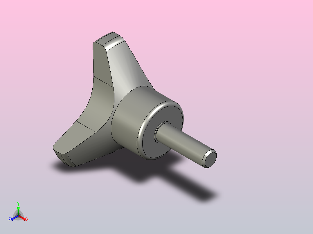 捏手，手柄，把手，摇手，手轮，握盘，三臂旋钮，旋钮正等轴测图