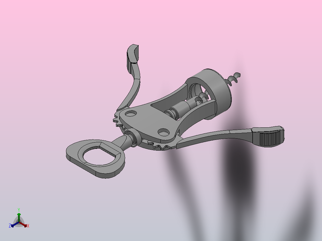 葡萄酒开瓶器正等轴测图