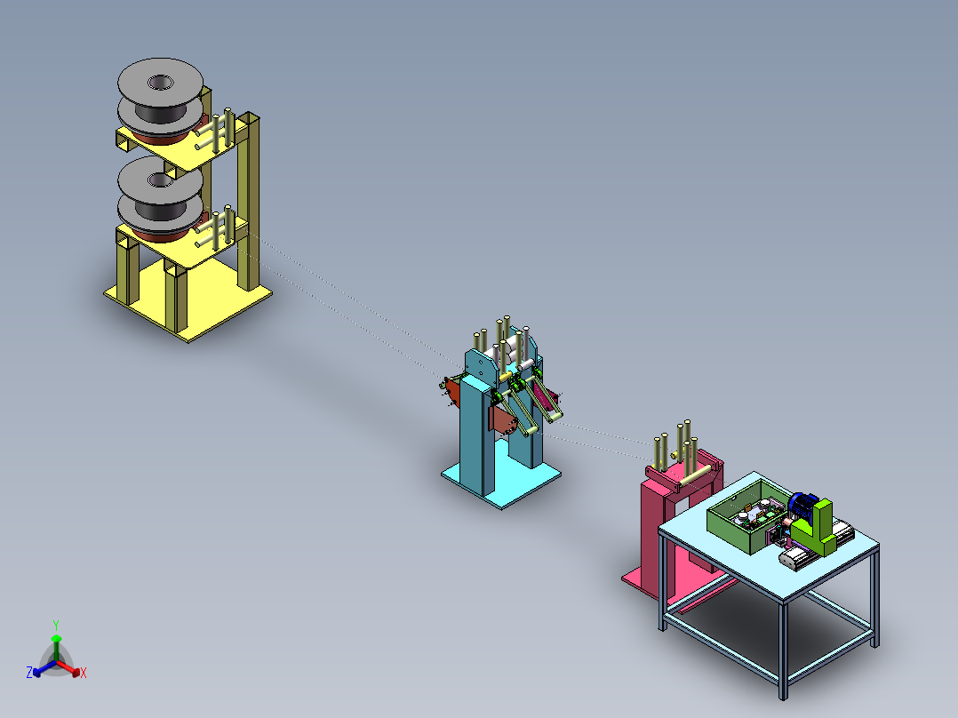 自动送料切割机sw可编辑正等轴测图