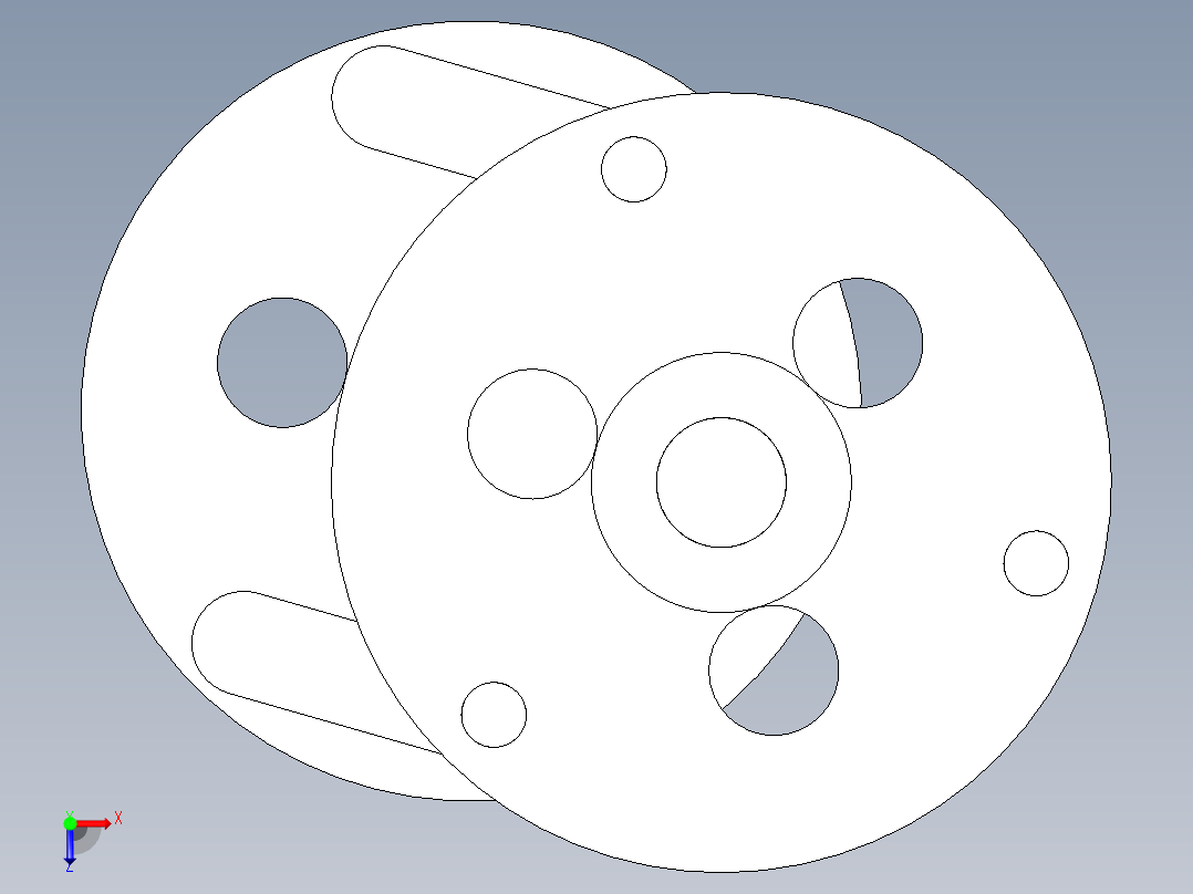 平行旋转运动结构俯视图
