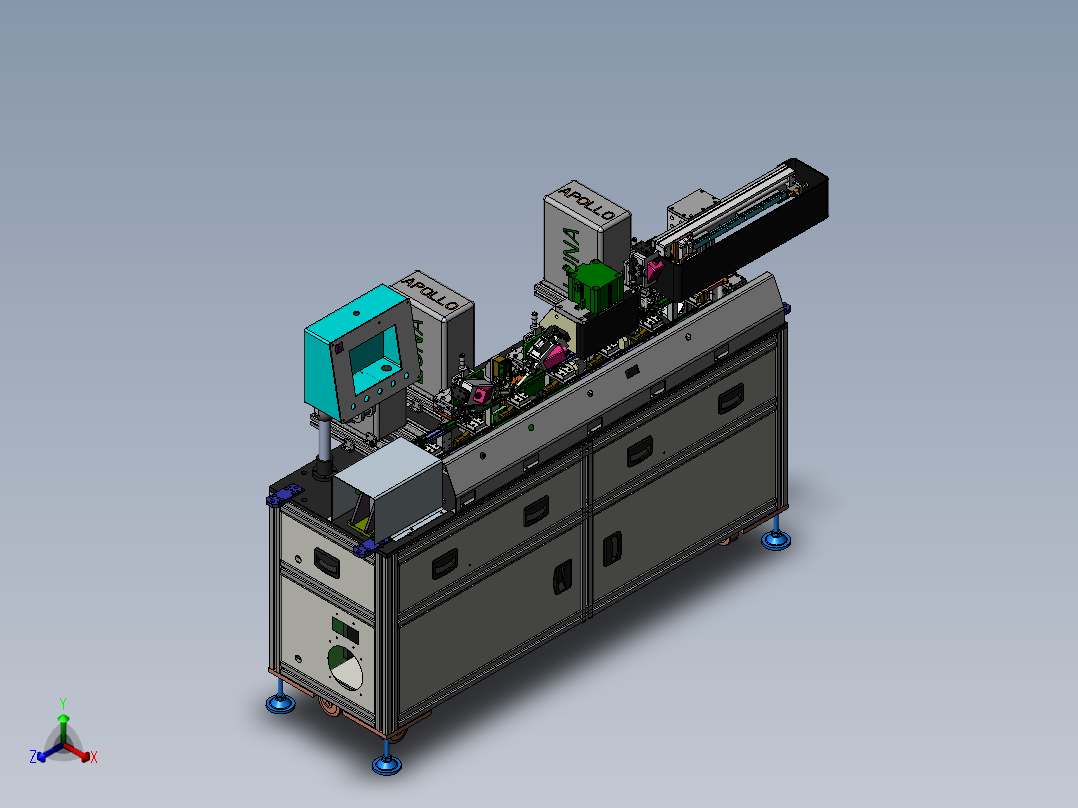 G462 USB2.0铁壳侧面焊接自动机正等轴测图