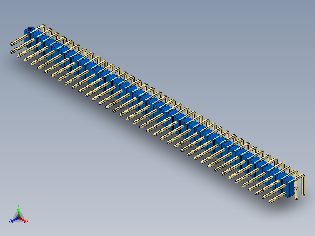 彩色公排针 100mil 2.54mm 系列-DS1022_blue_2x39p_100mil_TypeD_rev1.0主视图