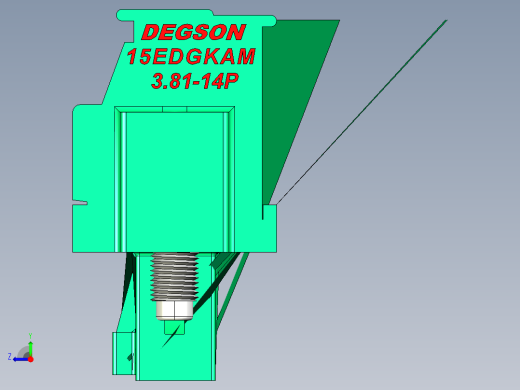 DEGSON 15EDG（公头） 3.81mm 螺钉锁紧，插拔式接线端子 FullPack-15EDGKAM-3.81-14P-14-00AH右视缩略图