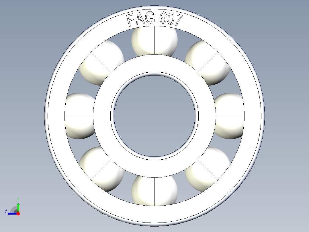 滚珠轴承-FAG BALL BEARING 607 7x19x6.STEP右视图