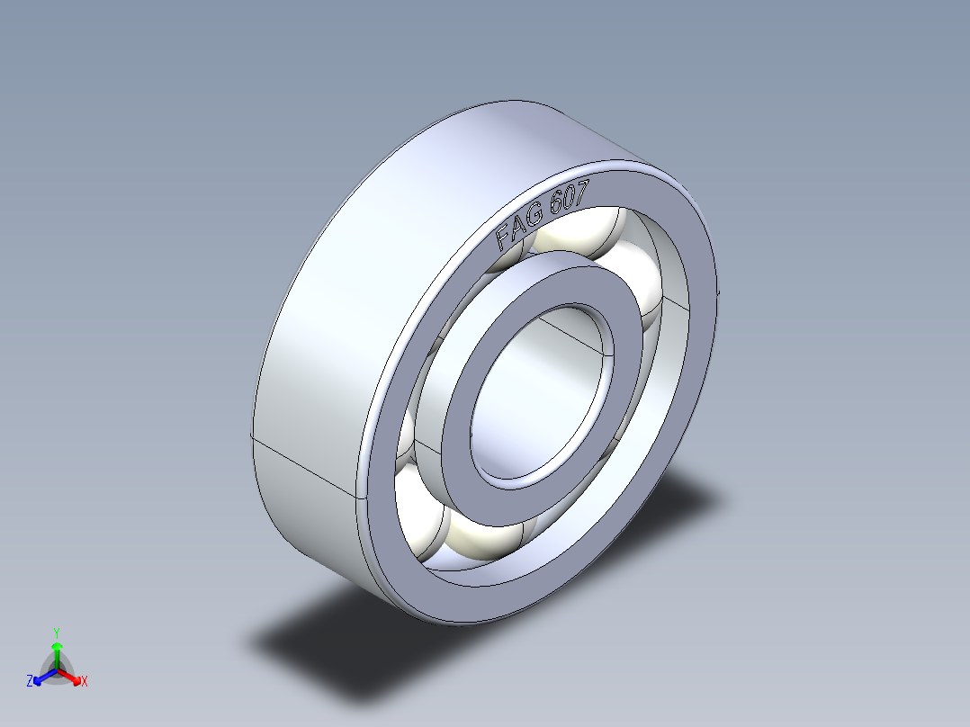 滚珠轴承-FAG BALL BEARING 607 7x19x6.STEP正等轴测图