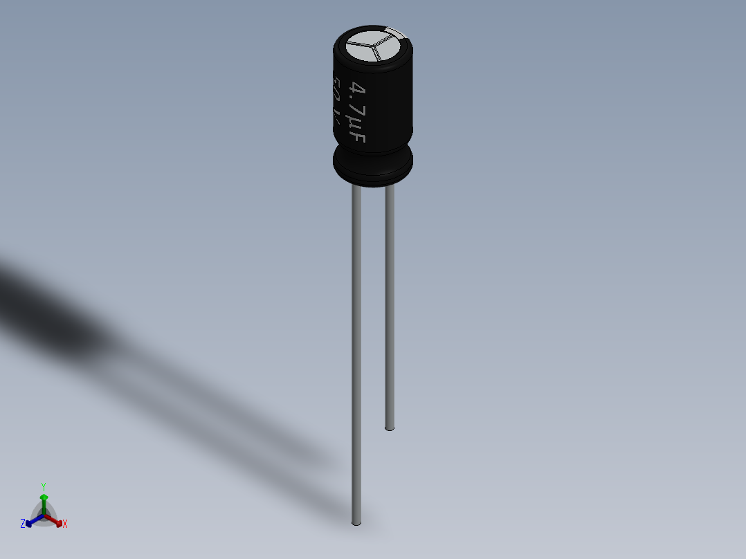 电容器 二极管 电阻器-Capacitor 4.7uF-50V正等轴测图