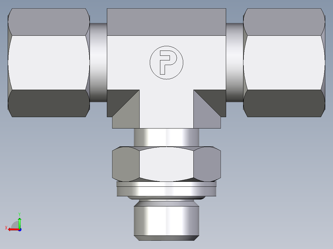 卡套式工业通用硬管接头EO_Adjustable_locknut_branch_tee_TEE08SRCF后视图