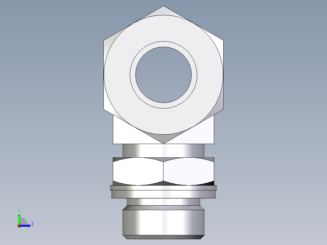 卡套式工业通用硬管接头EO_Adjustable_locknut_branch_tee_TEE18ZLMCF左视图