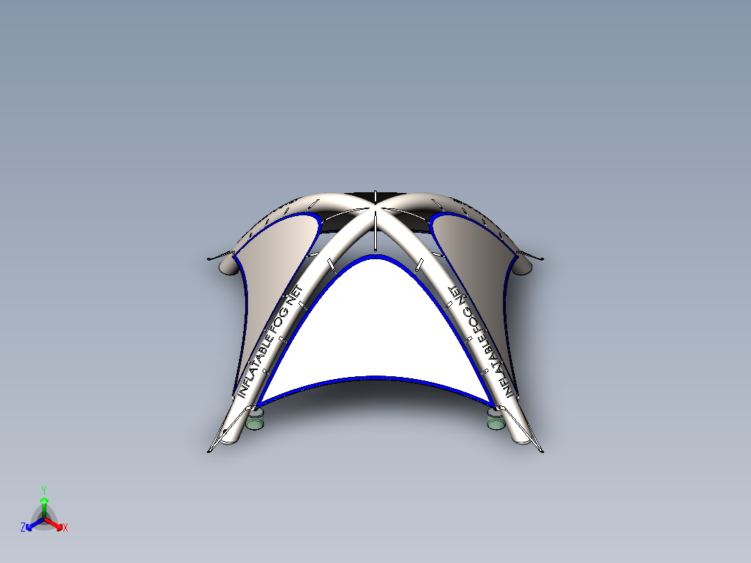 充气雾网正等轴测图