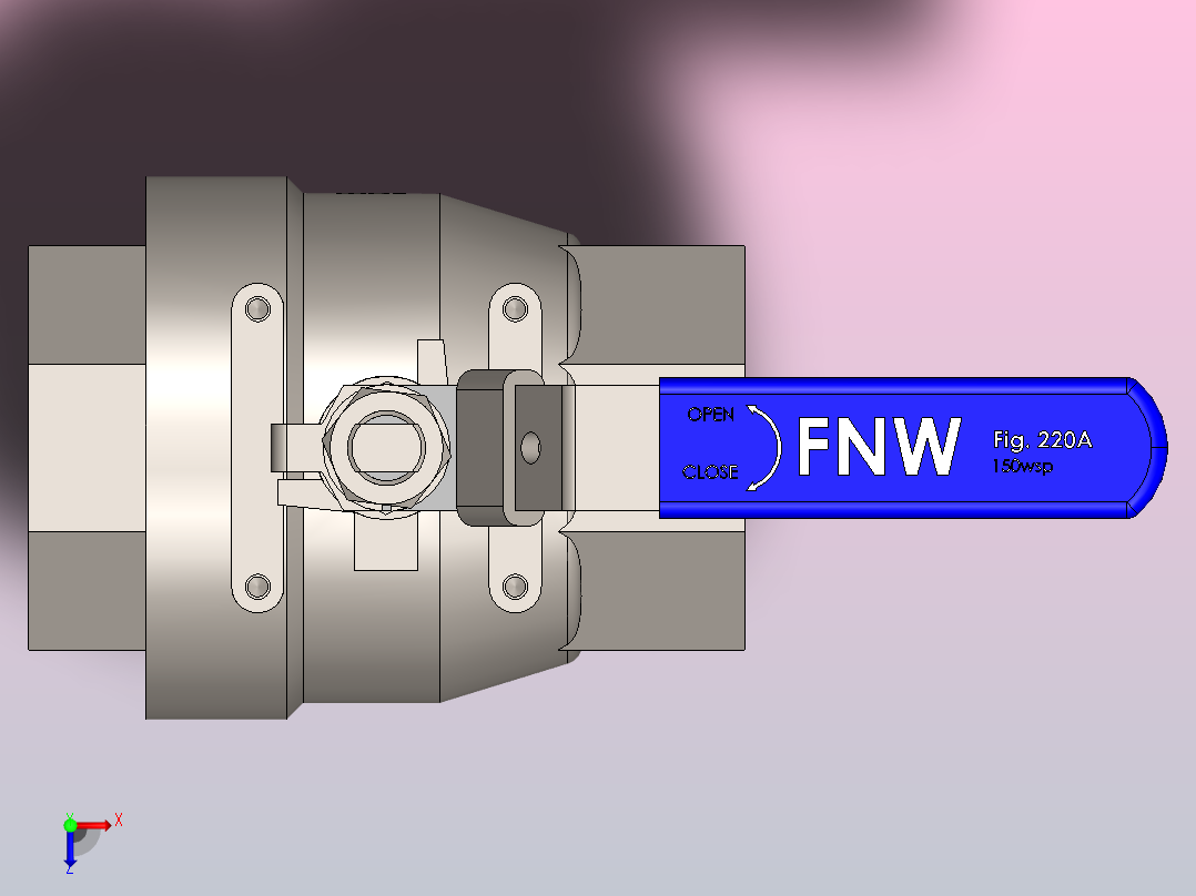 FNW-FNW220AM二片式内螺纹球阀俯视图
