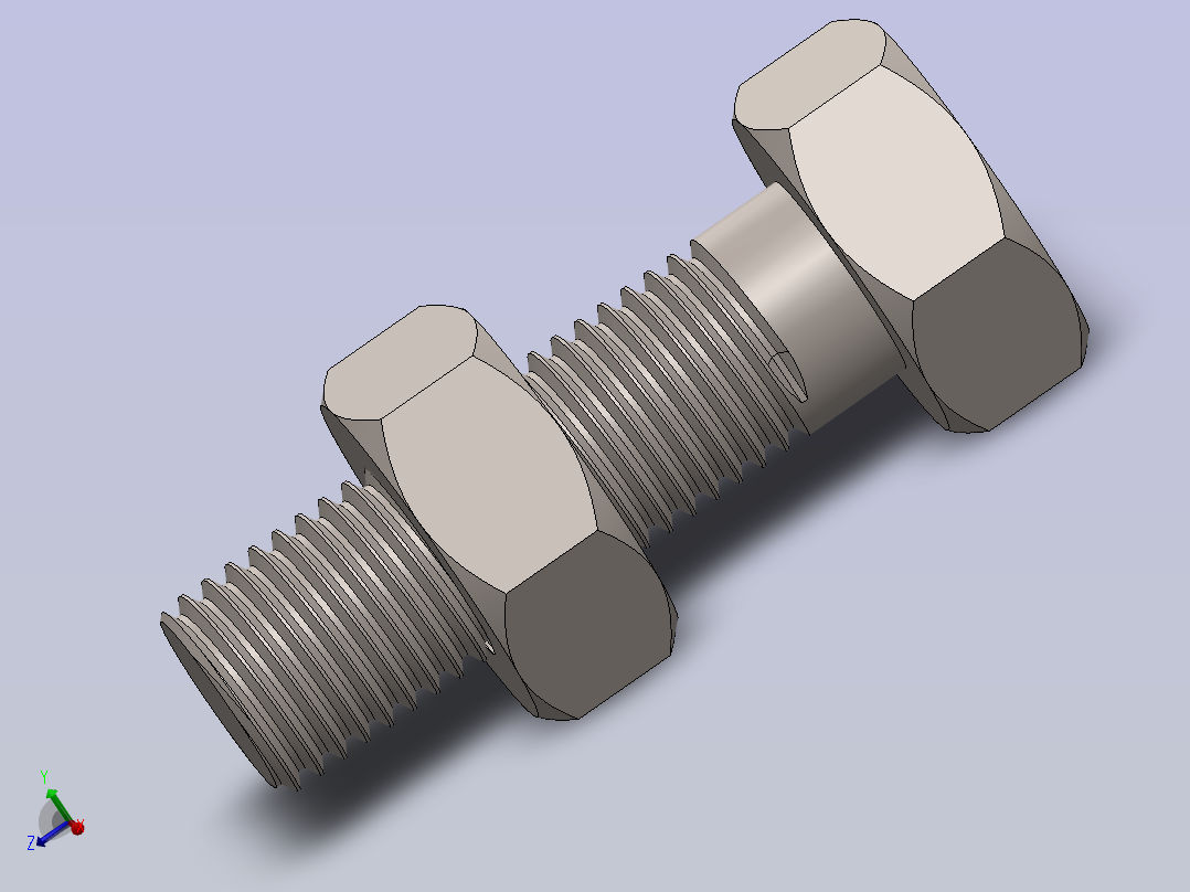 标准六角螺栓与螺母主视图
