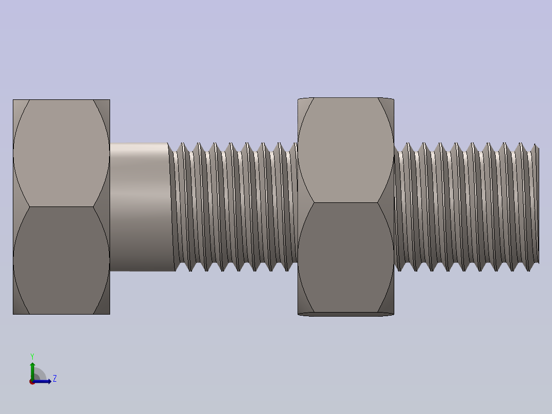 标准六角螺栓与螺母左视图