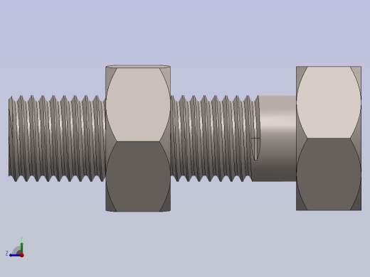 标准六角螺栓与螺母右视缩略图