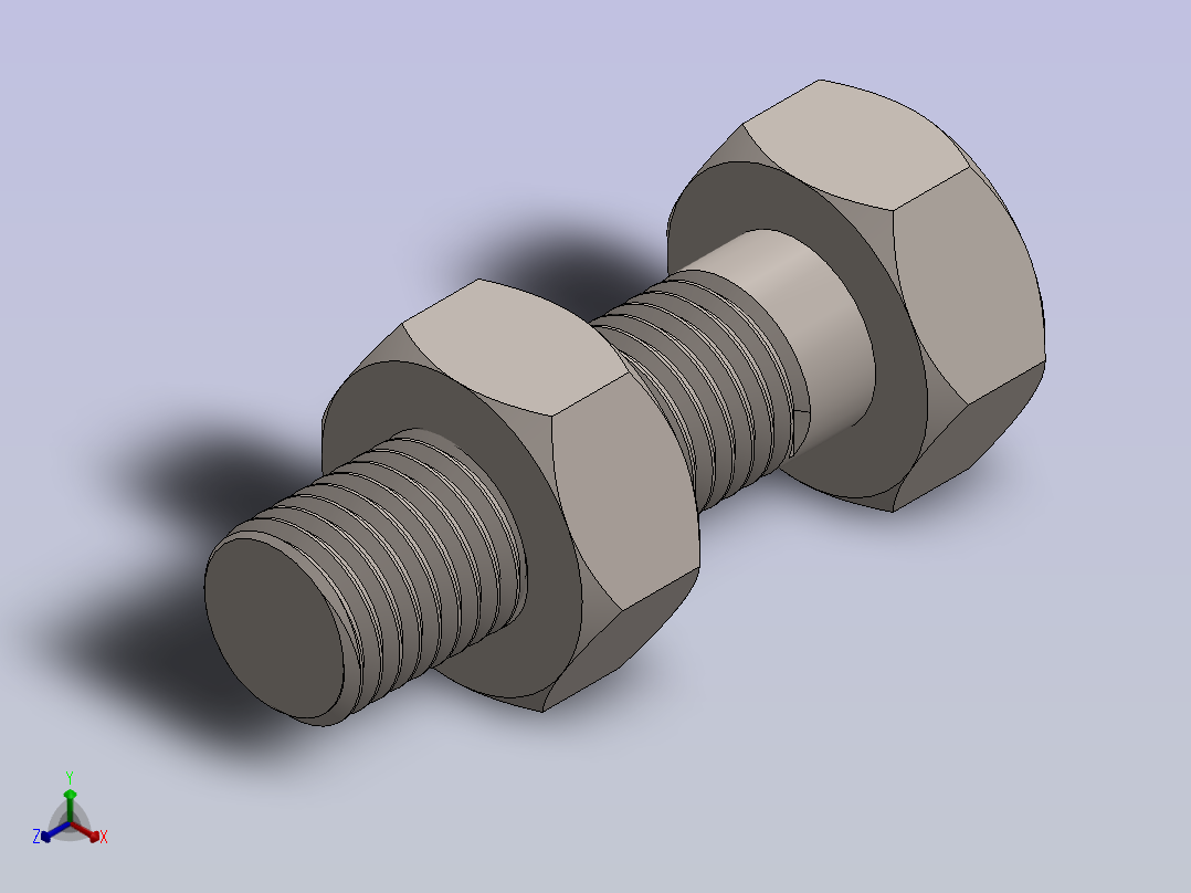 标准六角螺栓与螺母正等轴测图