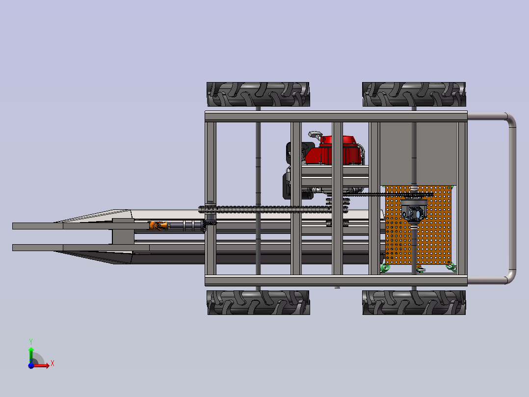 大蒜收获机SW三维模型 1549158前视图