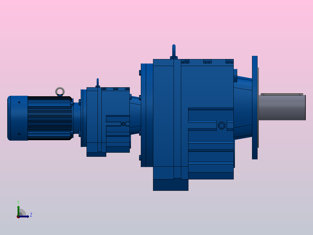 RF147R87法兰轴伸式组合型斜齿轮减速机RF147R87-Y1.5-4P-90L-M1-0°-Φ450左视图