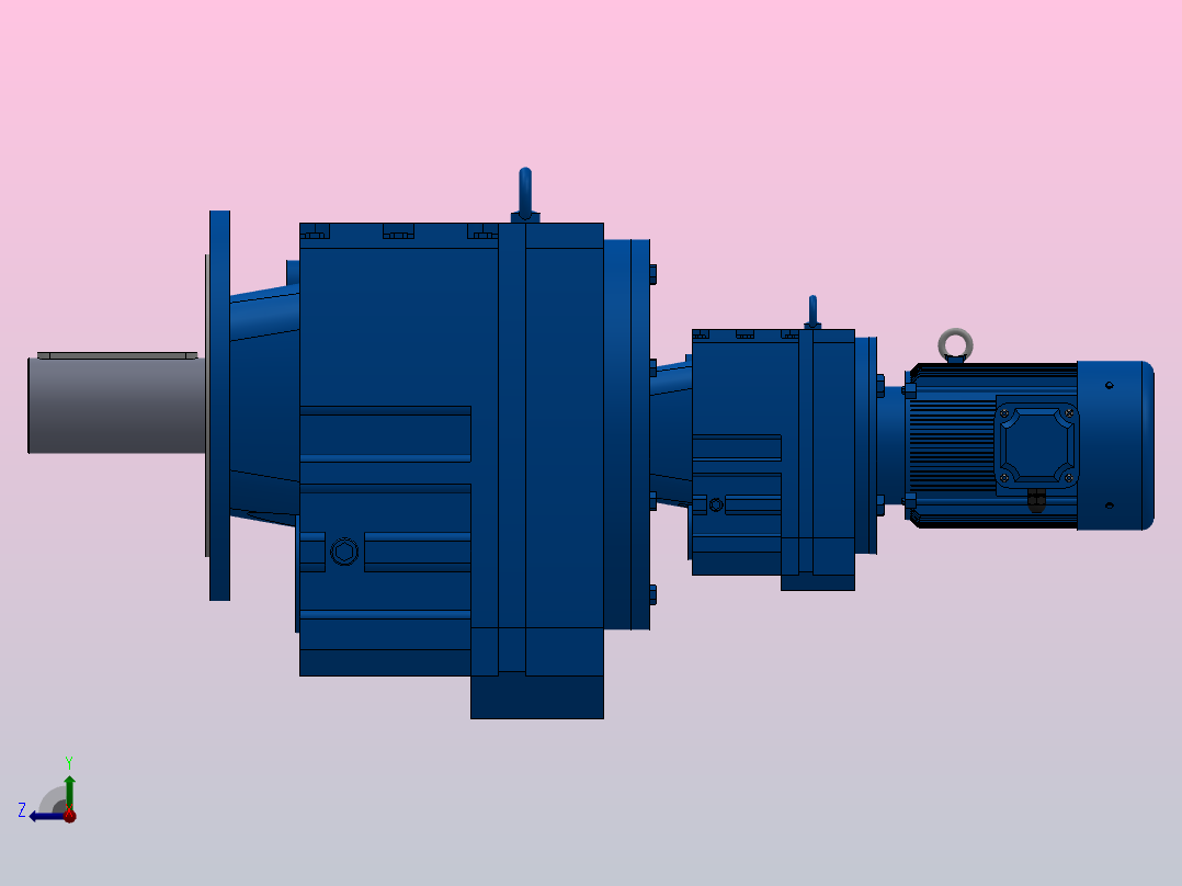 RF147R87法兰轴伸式组合型斜齿轮减速机RF147R87-Y1.5-4P-90L-M1-0°-Φ450右视图