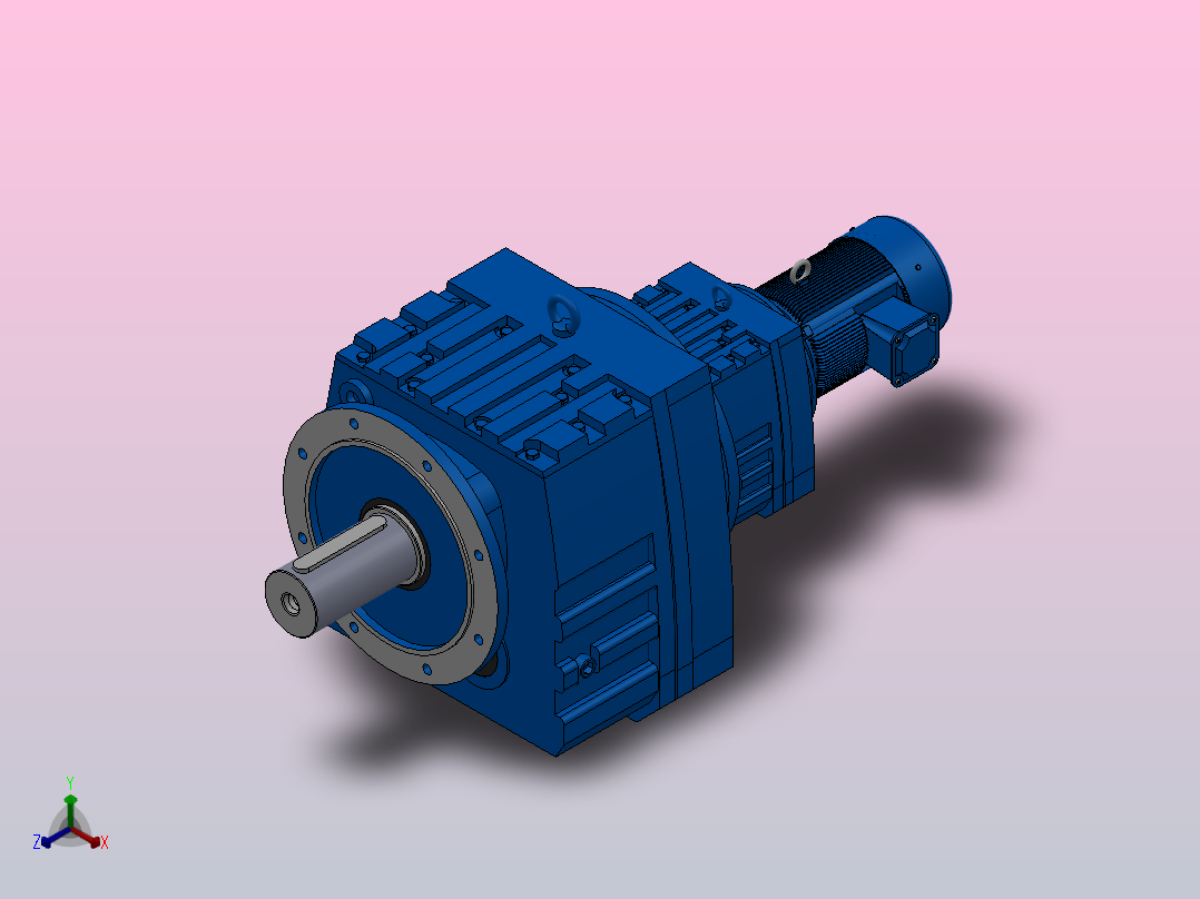 RF147R87法兰轴伸式组合型斜齿轮减速机RF147R87-Y1.5-4P-90L-M1-0°-Φ450正等轴测图