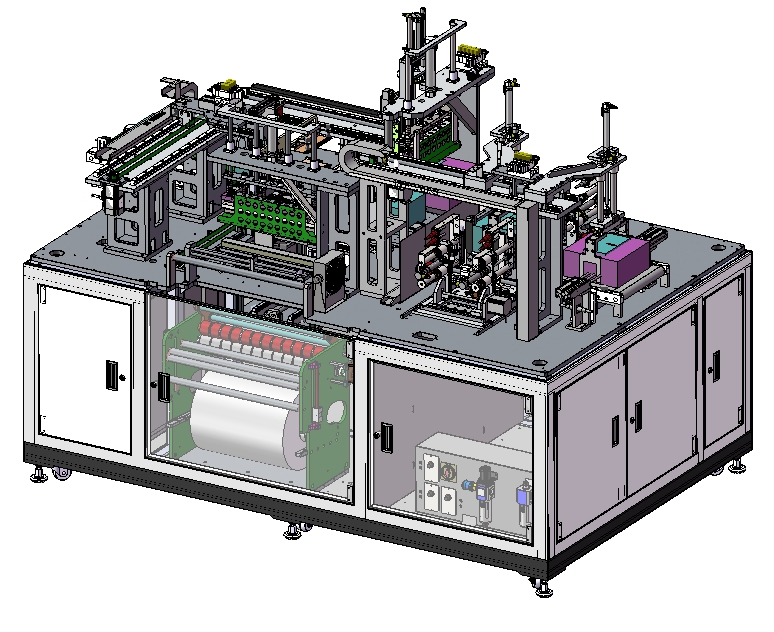 手机盒包装 全自动热缩膜包装机3D数模图纸 Solidworks设计