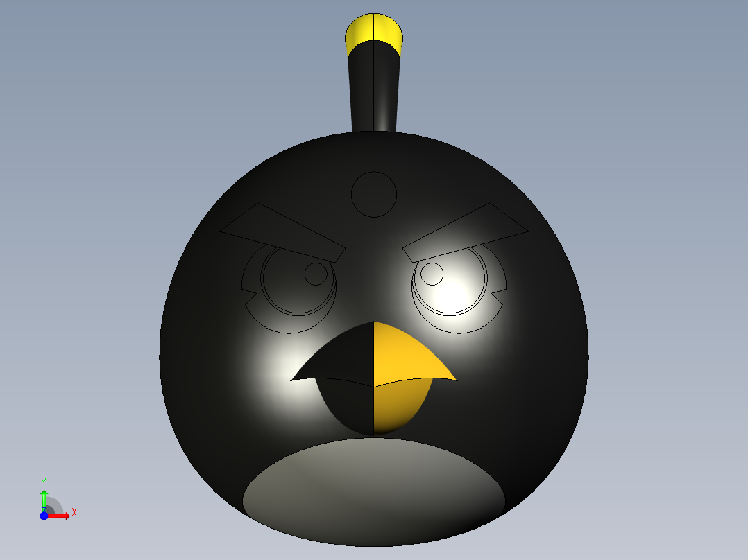 愤怒的小鸟-黑色前视图