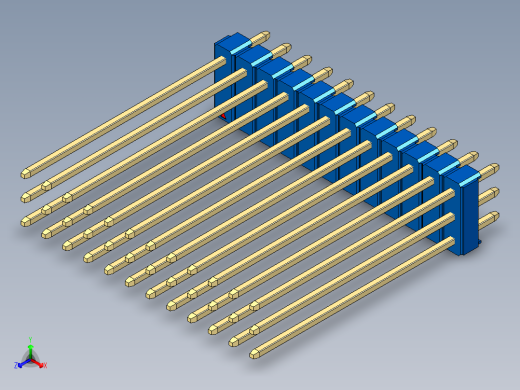 彩色公头100mil（2.54mm）系列-DS1021_blue_3x12p_100mil_Type43_rev1.0正等轴测缩略图