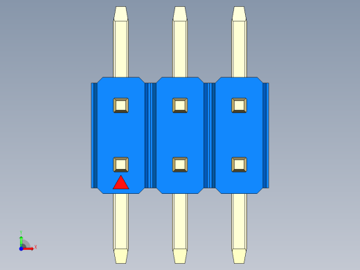 彩色公排针 100mil 2.54mm 系列-DS1022_blue_06p_100mil_TypeSMT_rev1.0前视缩略图