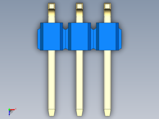 彩色公排针 100mil 2.54mm 系列-DS1022_blue_06p_100mil_TypeSMT_rev1.0俯视缩略图