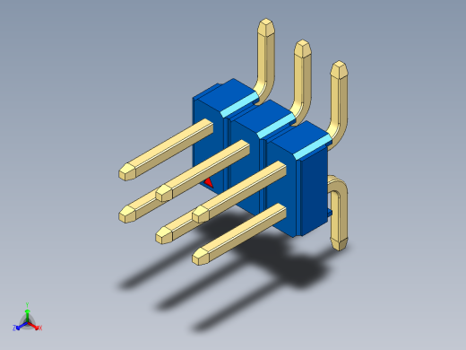 彩色公排针 100mil 2.54mm 系列-DS1022_blue_06p_100mil_TypeSMT_rev1.0正等轴测缩略图