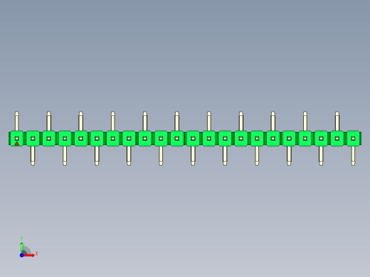 彩色公排针 100mil 2.54mm 系列-DS1022_green_22p_100mil_Type_SMT_R1_rev1.0前视缩略图
