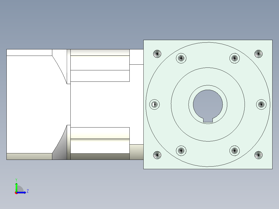换向器32PW140双孔 PLX120-L1 22-110-145-M8.stp左视图