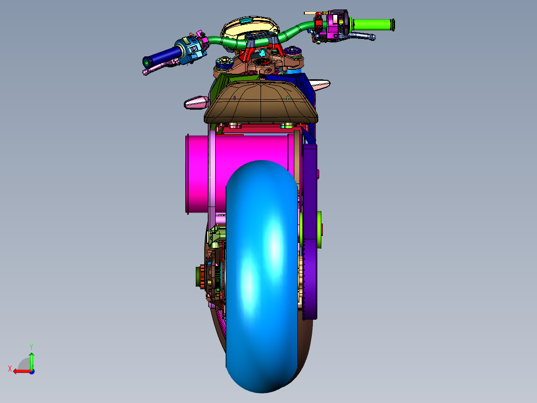 高速运动电驱摩托车后视图