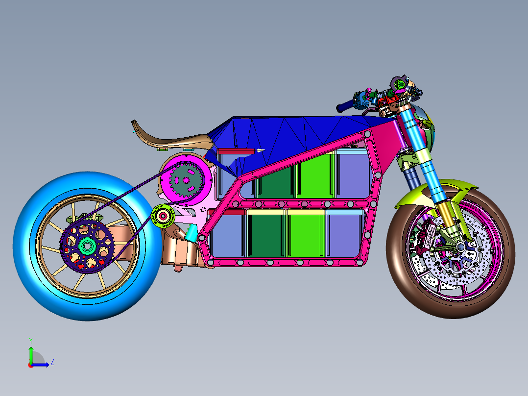 高速运动电驱摩托车左视图