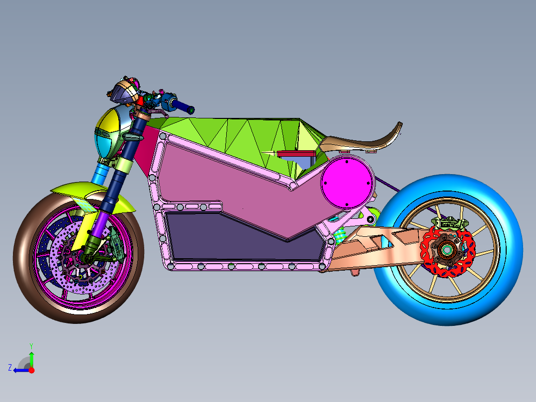 高速运动电驱摩托车右视图