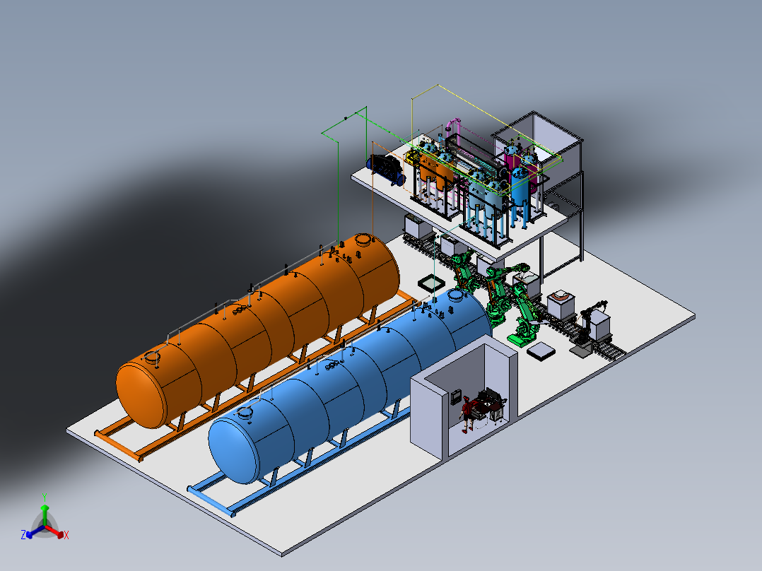 现代新型先进液态放射性废物浓缩和处理设施sw21可编辑正等轴测图