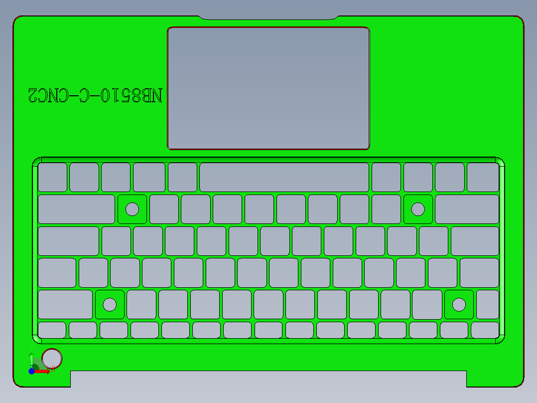 轻薄款笔记本C壳铣倒角程序模型前视图