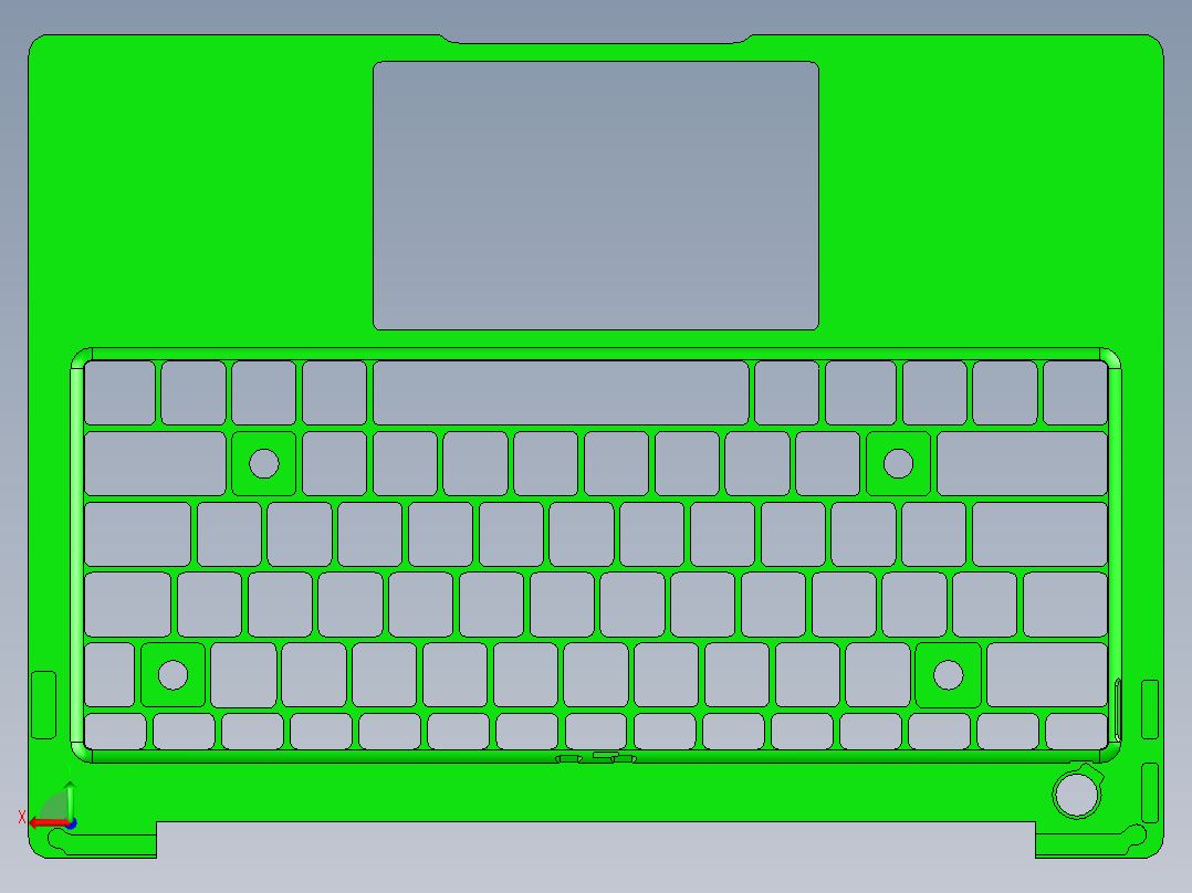 轻薄款笔记本C壳铣倒角程序模型后视图