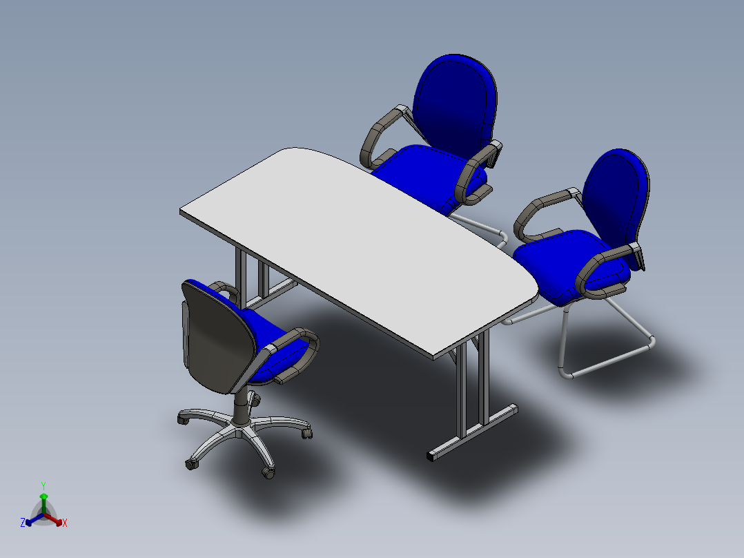 电脑桌(58)正等轴测图