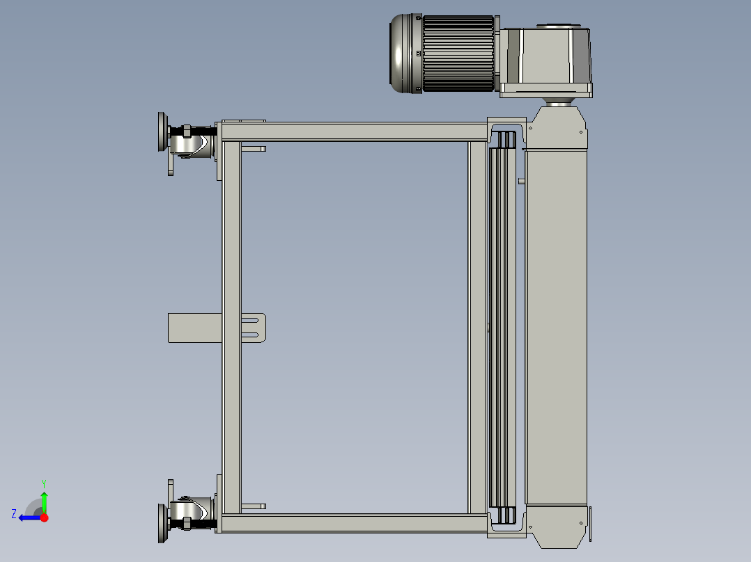 电芯托盘上料回流滚筒线右视图