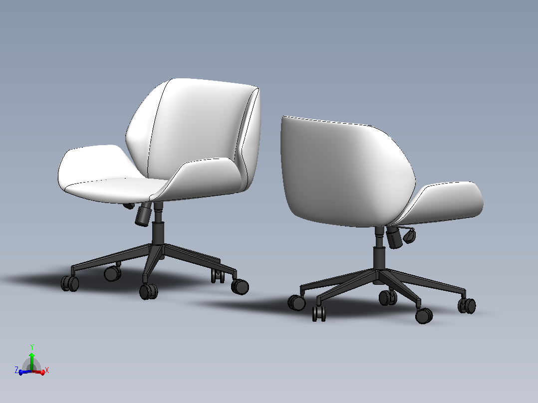 包覆款办公工学椅3D数模图纸 Solidworks设计主视图