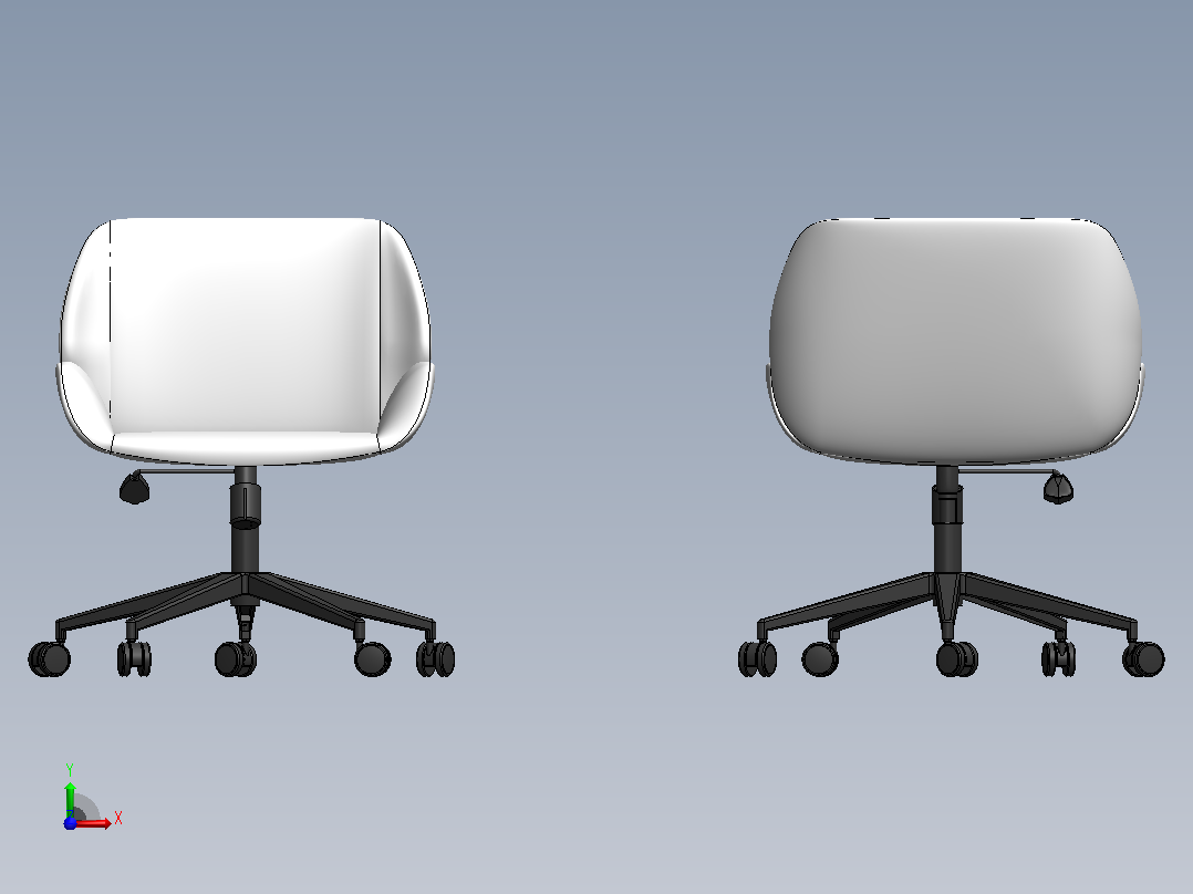包覆款办公工学椅3D数模图纸 Solidworks设计前视图