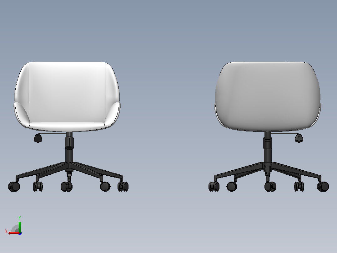 包覆款办公工学椅3D数模图纸 Solidworks设计后视图