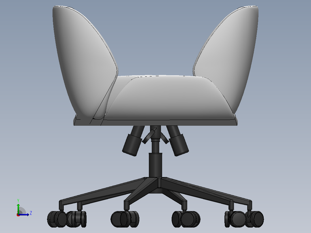 包覆款办公工学椅3D数模图纸 Solidworks设计左视图